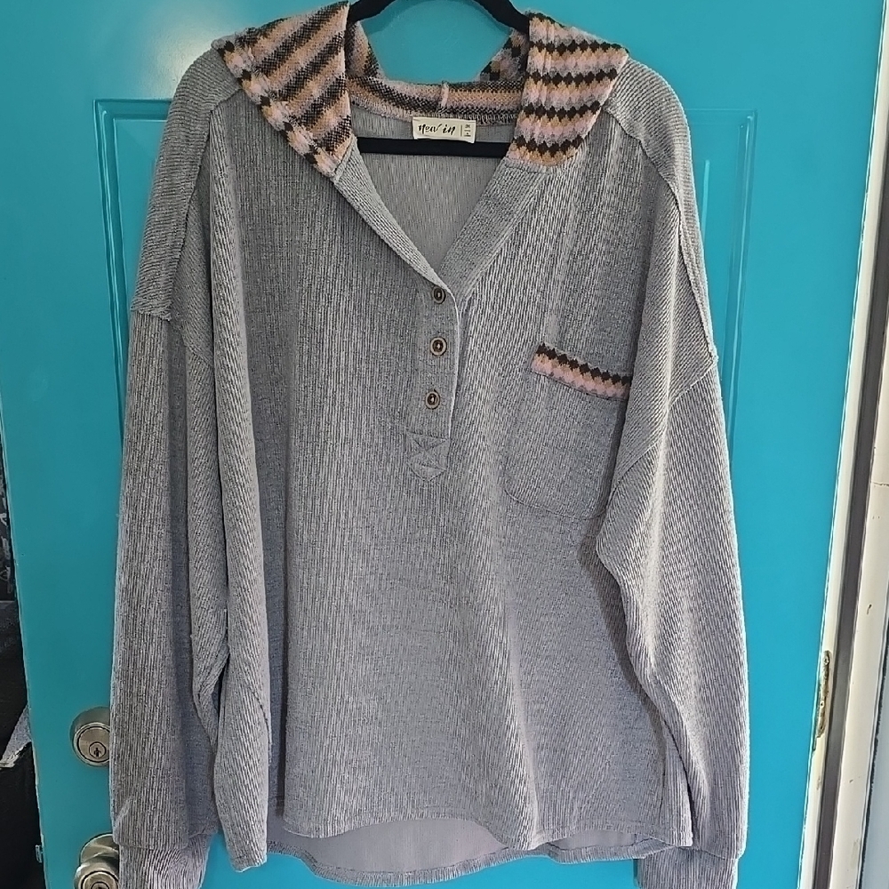 Gray Striped Women's Top